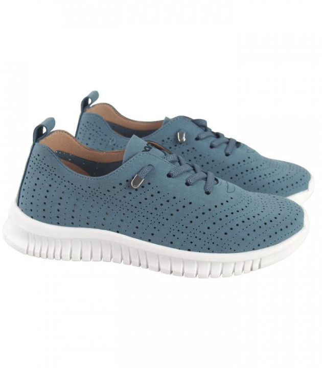 Zapatos deportivos Amarpies cordones elásticos azul jeans - 1