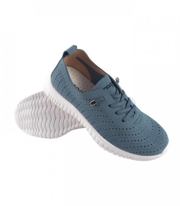 Zapatos deportivos Amarpies cordones elásticos azul jeans - 3