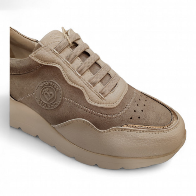 Zapatos deportivos Amarpies cordones elásticos crema - 2