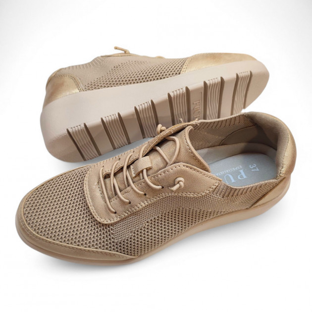 Zapatos deportivos y de vestir cordones elásticos Puche oro - 3