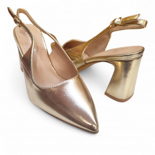 Zapatos Fiesta en Oro con punta cerrada y tacón - 2