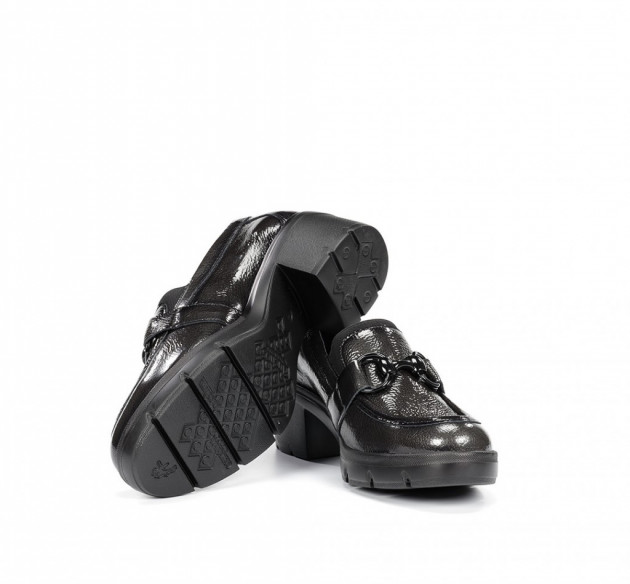 Zapatos Fluchos tacón cadena piel - 3