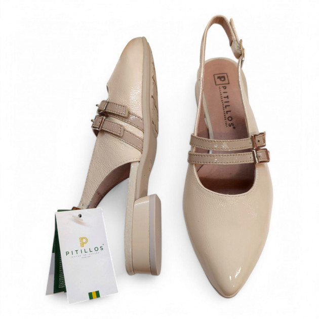 Zapatos Pitillos planos con doble correa abiertos por detrás - 2