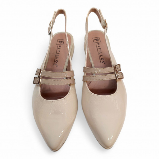 Zapatos Pitillos planos con doble correa abiertos por detrás - 3