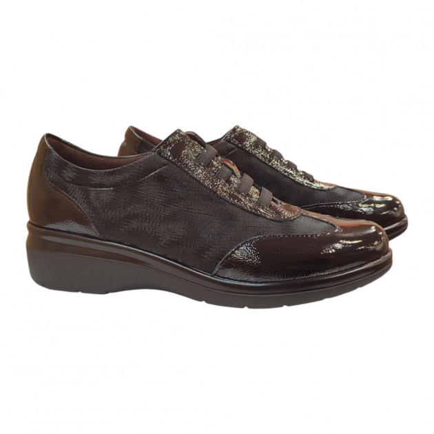 Zapatos sport Pitillos negros mujer con cordones elásticos - 1