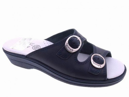 Zueco Azul Marino 2 Hebillas Piel - 1