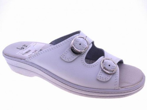 Zueco Blanco 2 Hebillas Piel - 1