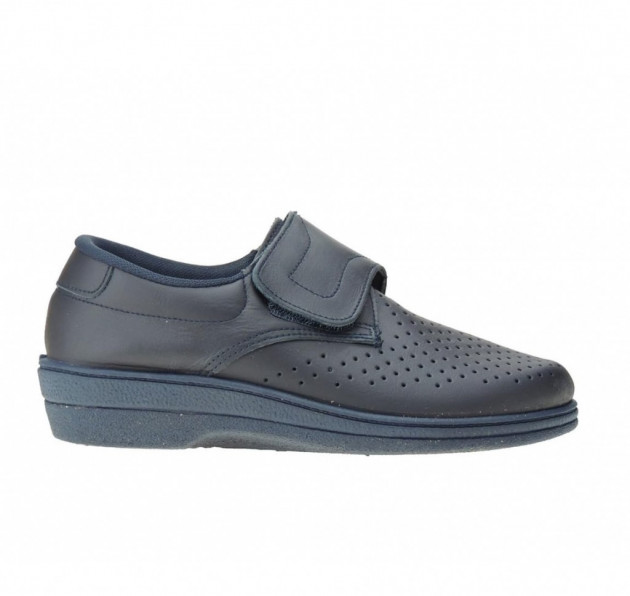 Zueco Cerrado Velcro Azul Marino Piel - 2