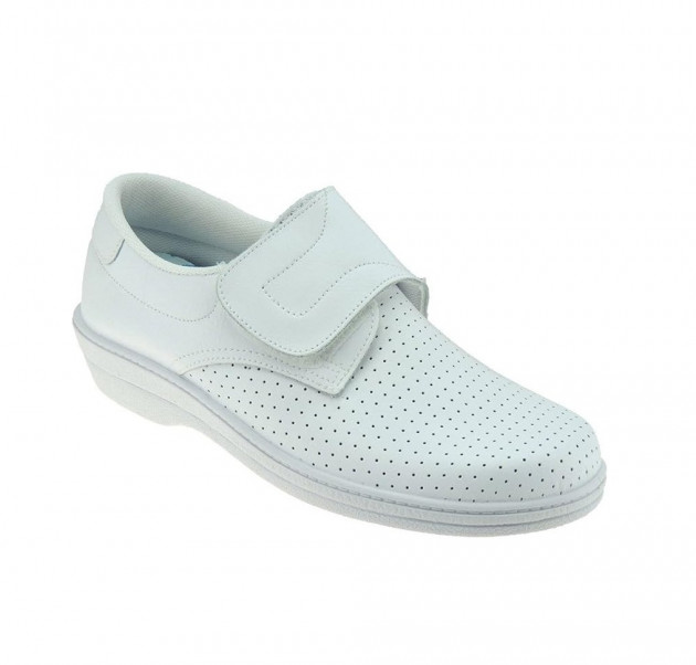 Zueco Piel Cerrado Velcro Blanco Piel - 1