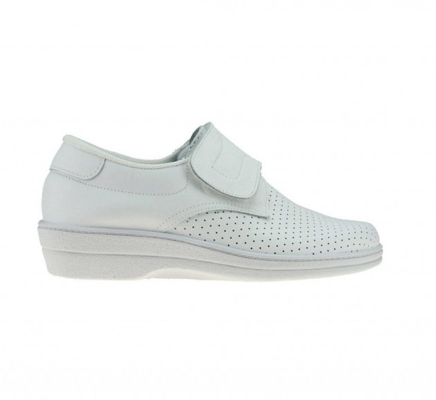 Zueco Piel Cerrado Velcro Blanco Piel - 2