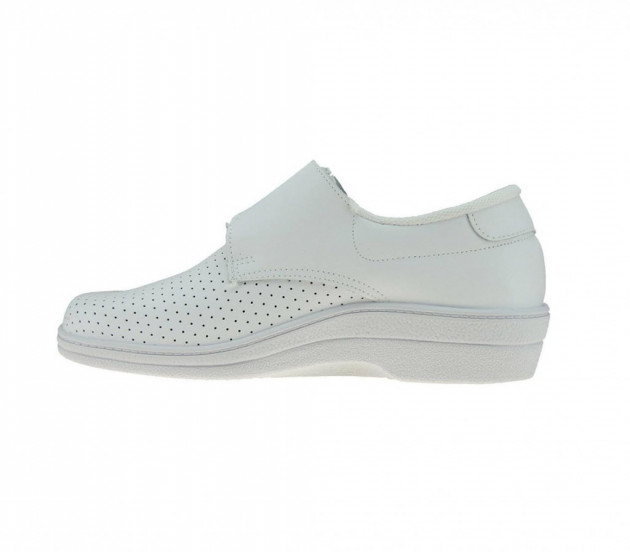 Zueco Piel Cerrado Velcro Blanco Piel - 3