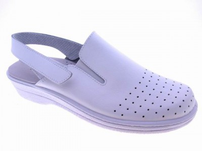 Zueco tira posterior Piel Blanco - 1